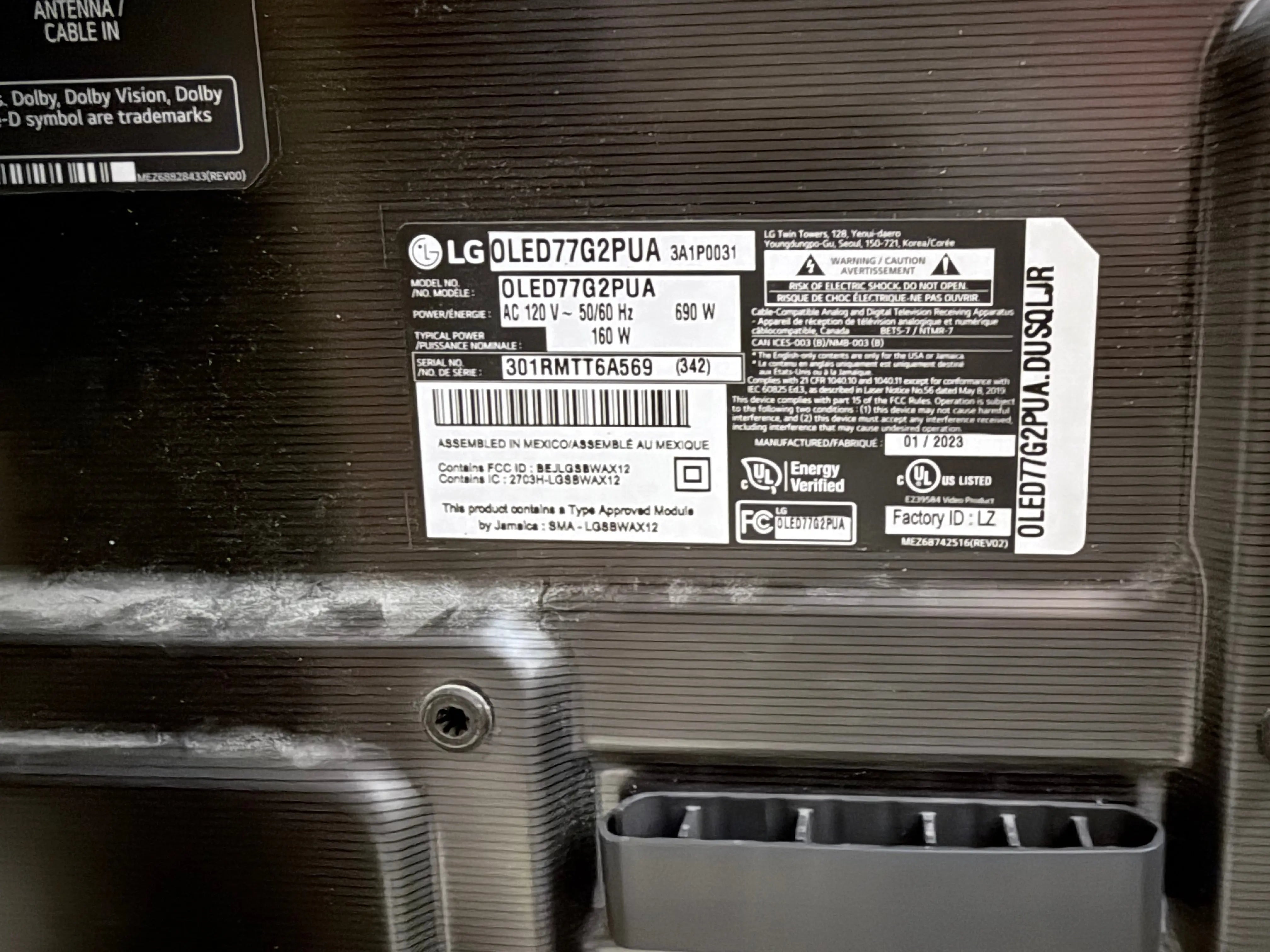 LG OLED77G2 4K TV LG